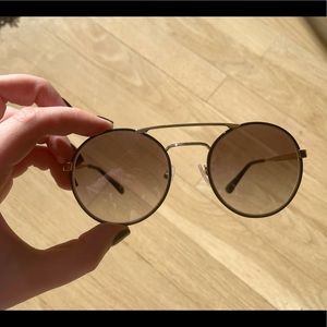 Prada Round Aviator SPR51S Sunglasses Gradient Lens black and gold